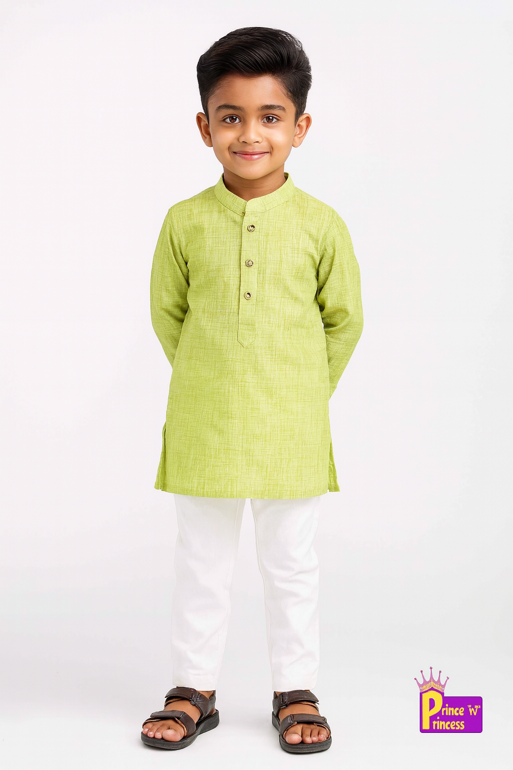 Boys Cotton Green white kurta Pajama KP035