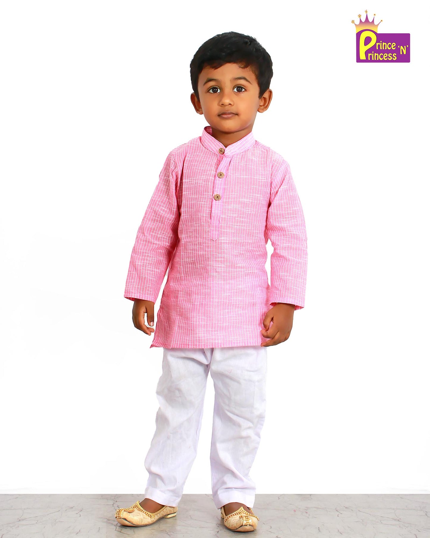 Boys Cotton Pink white kurta Pajama KP056