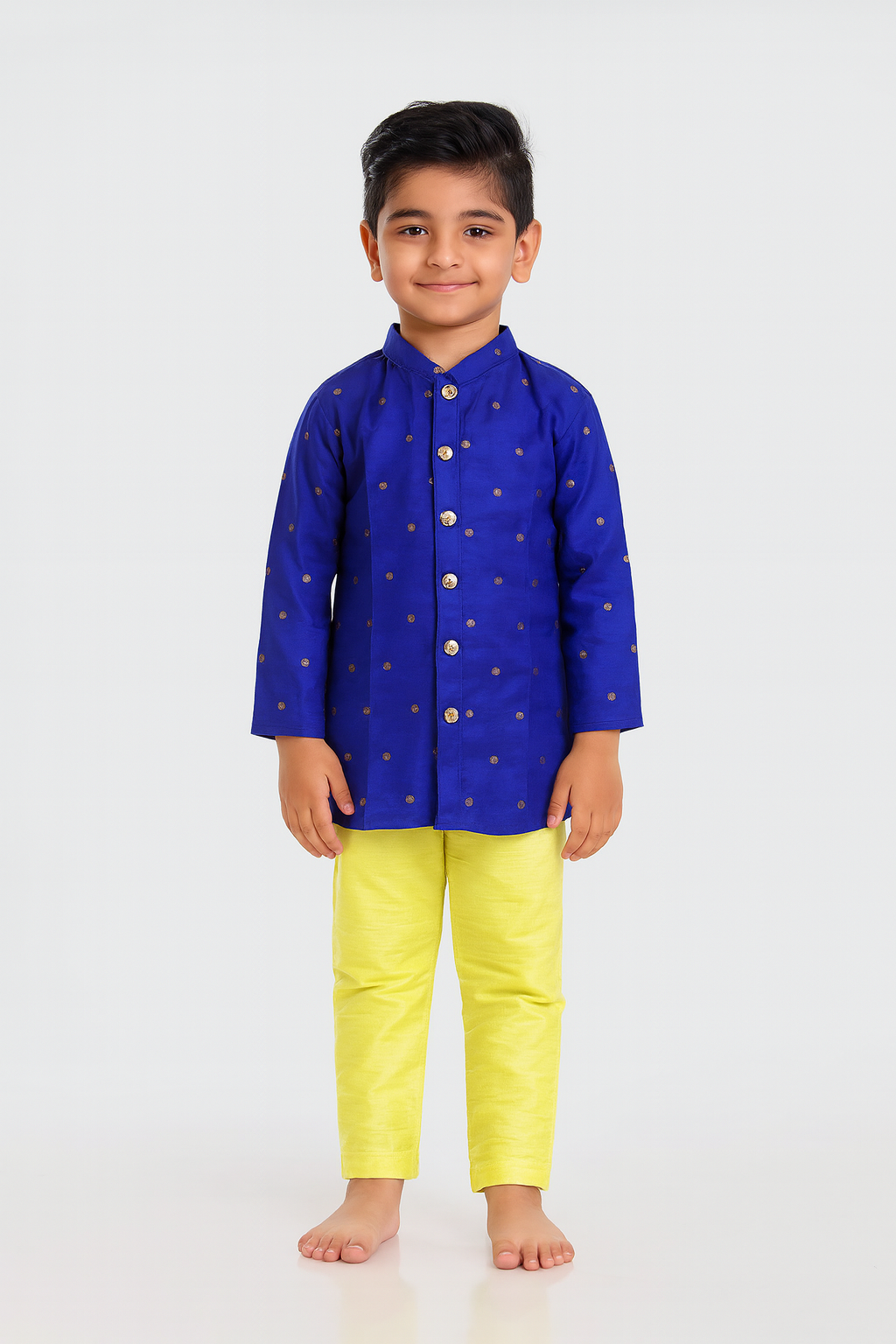Boys Blue Yellow Kurta Pajama KP085
