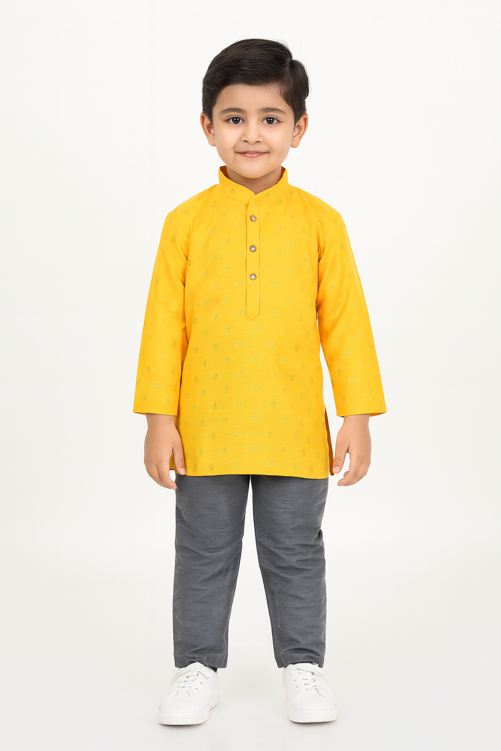 Boys Yellow Grey Kurta Pajama KP093