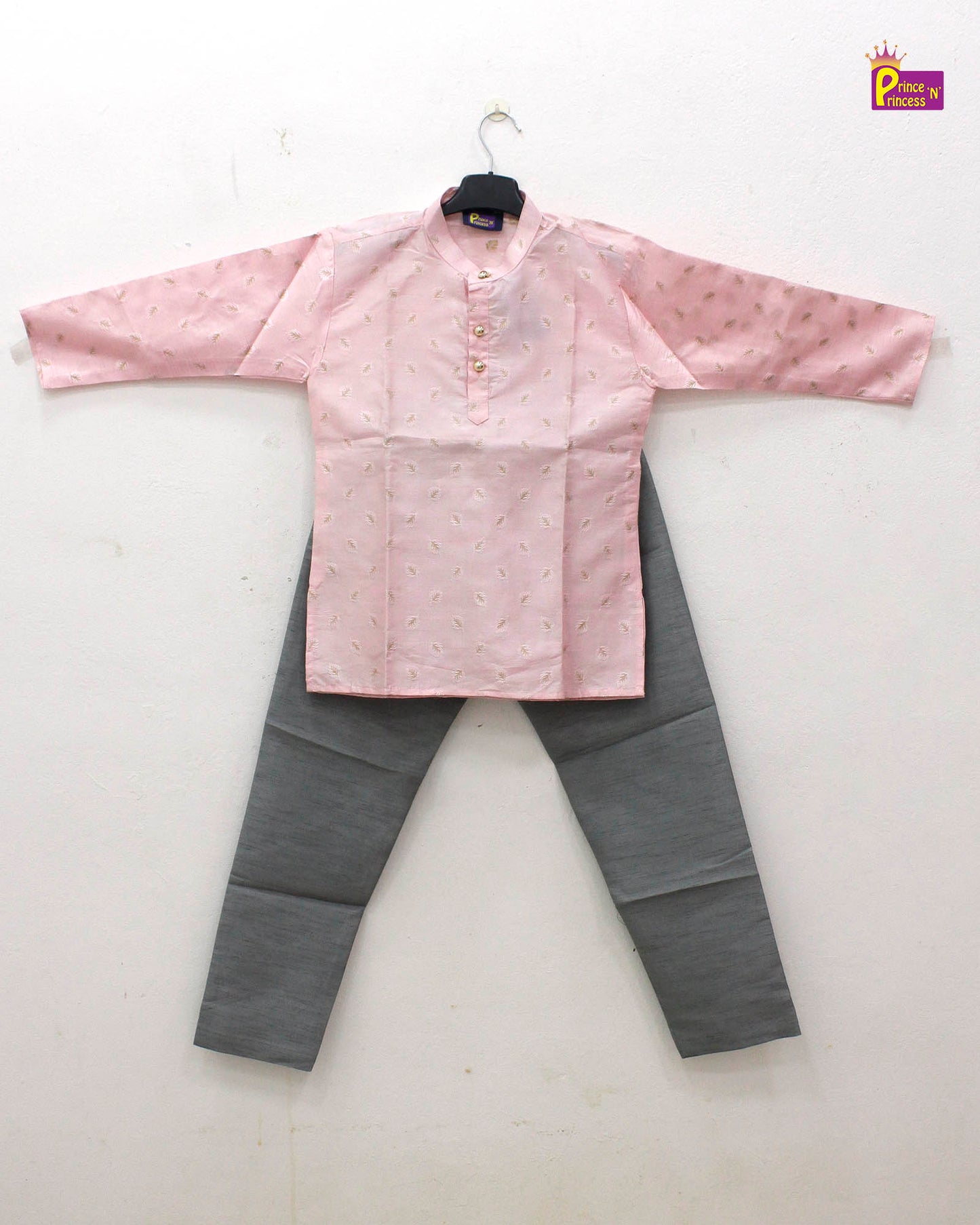 Boys Pink Grey Kurta Pajama KP097