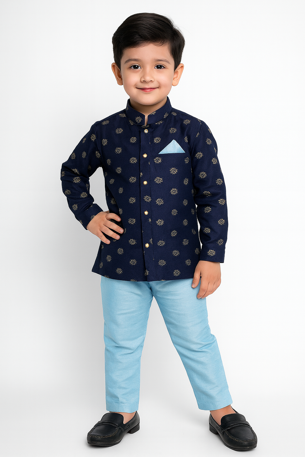 Boys Navy Blue Kurta Pajama KP124