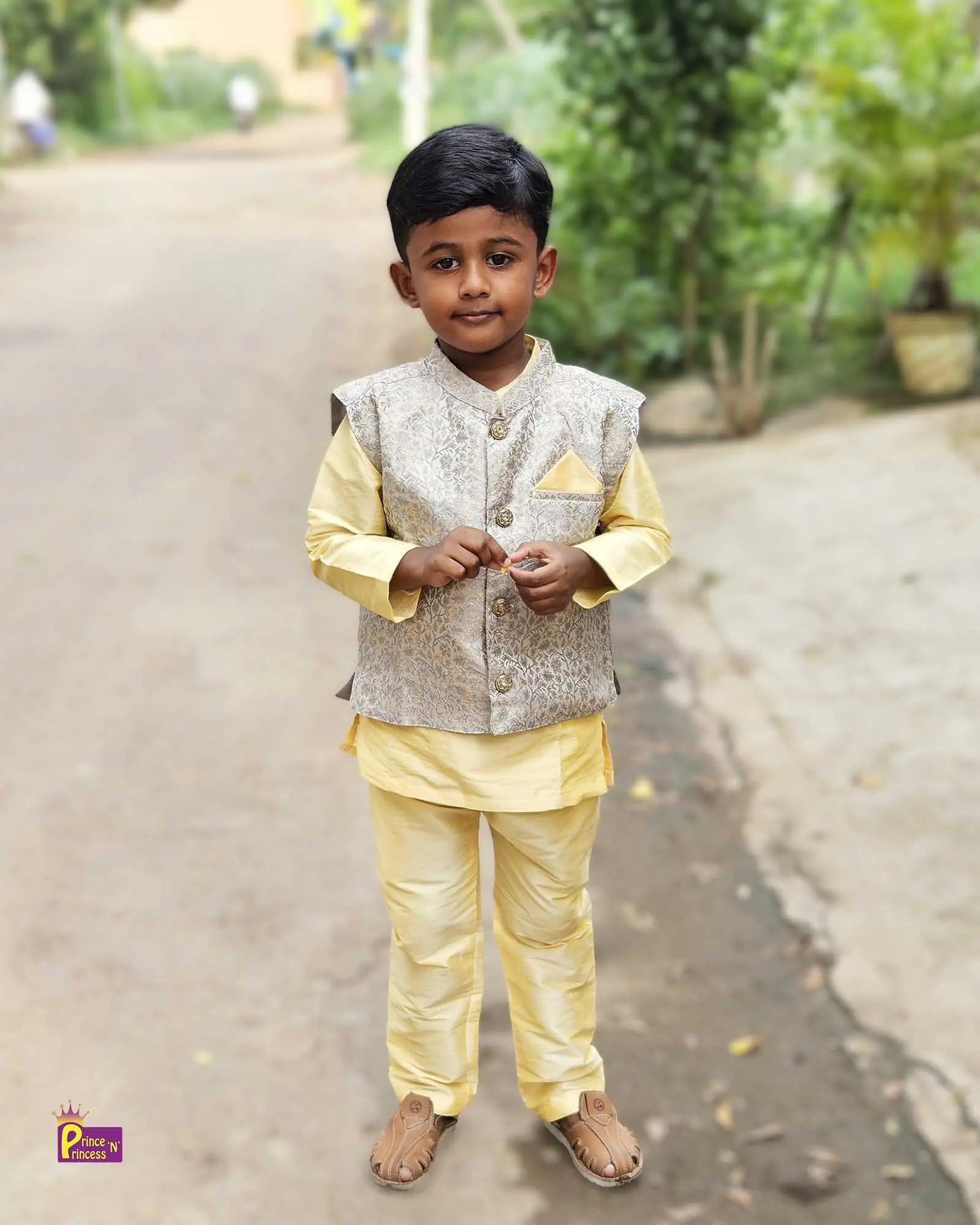 Boys Grey Overcoat Sherwani KP137