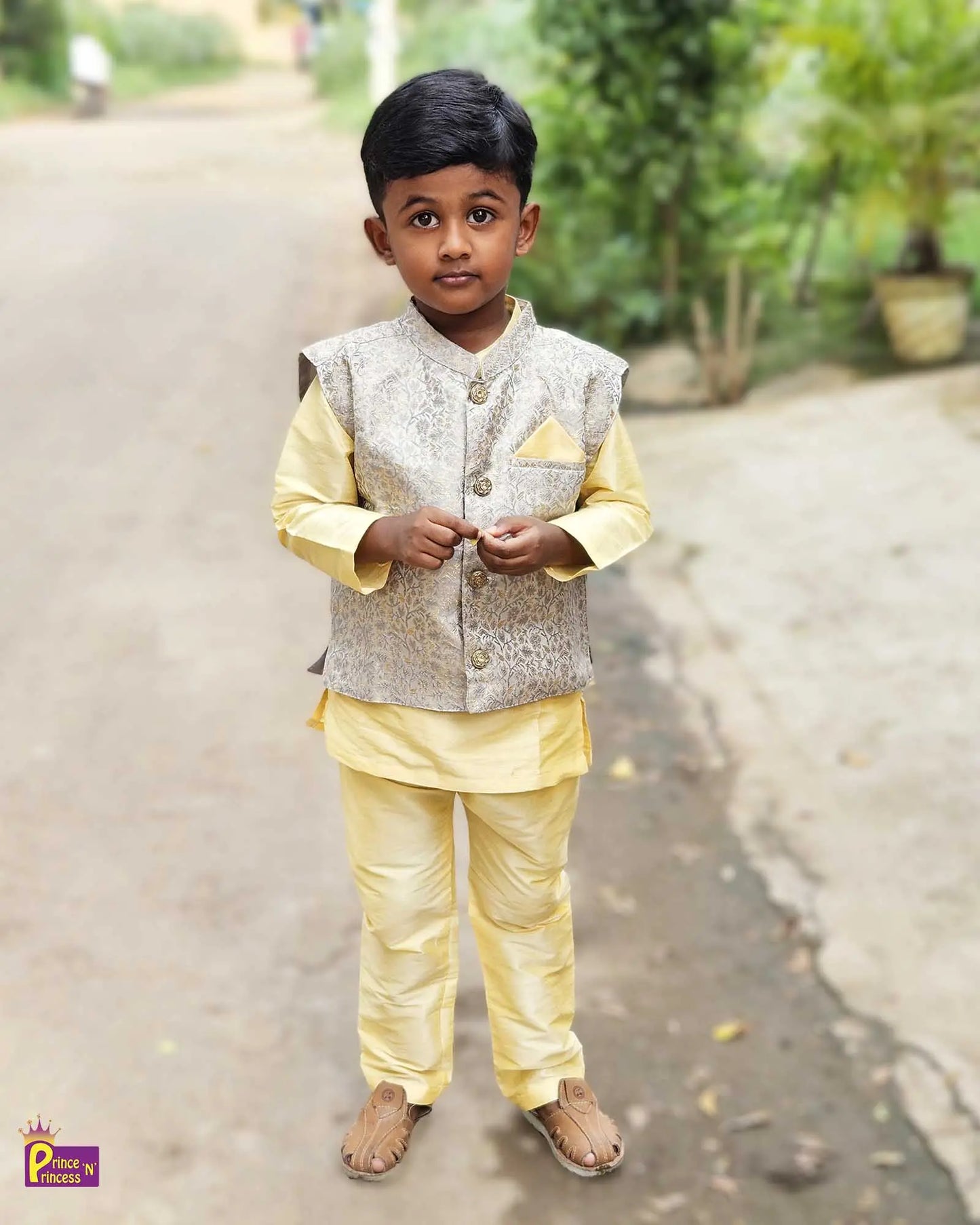 Boys Grey Overcoat Sherwani KP137 Prince N Princess