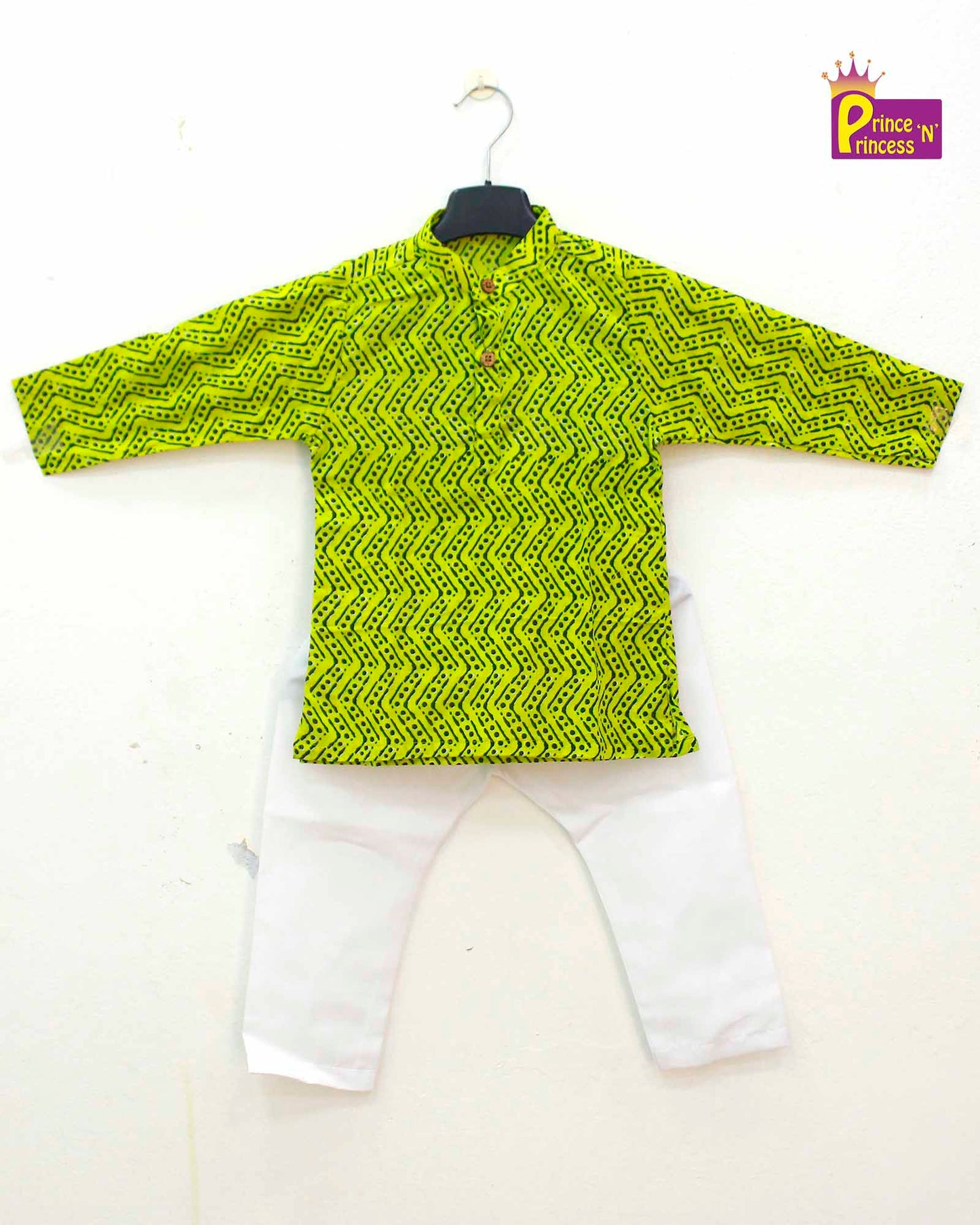 Boys Green White  kurta Pajama KP160