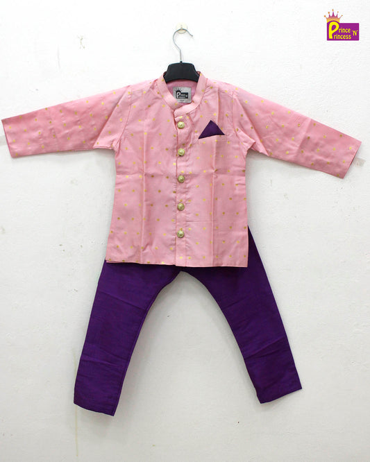 Boys Pink with Whine Kurta Pajama KP171