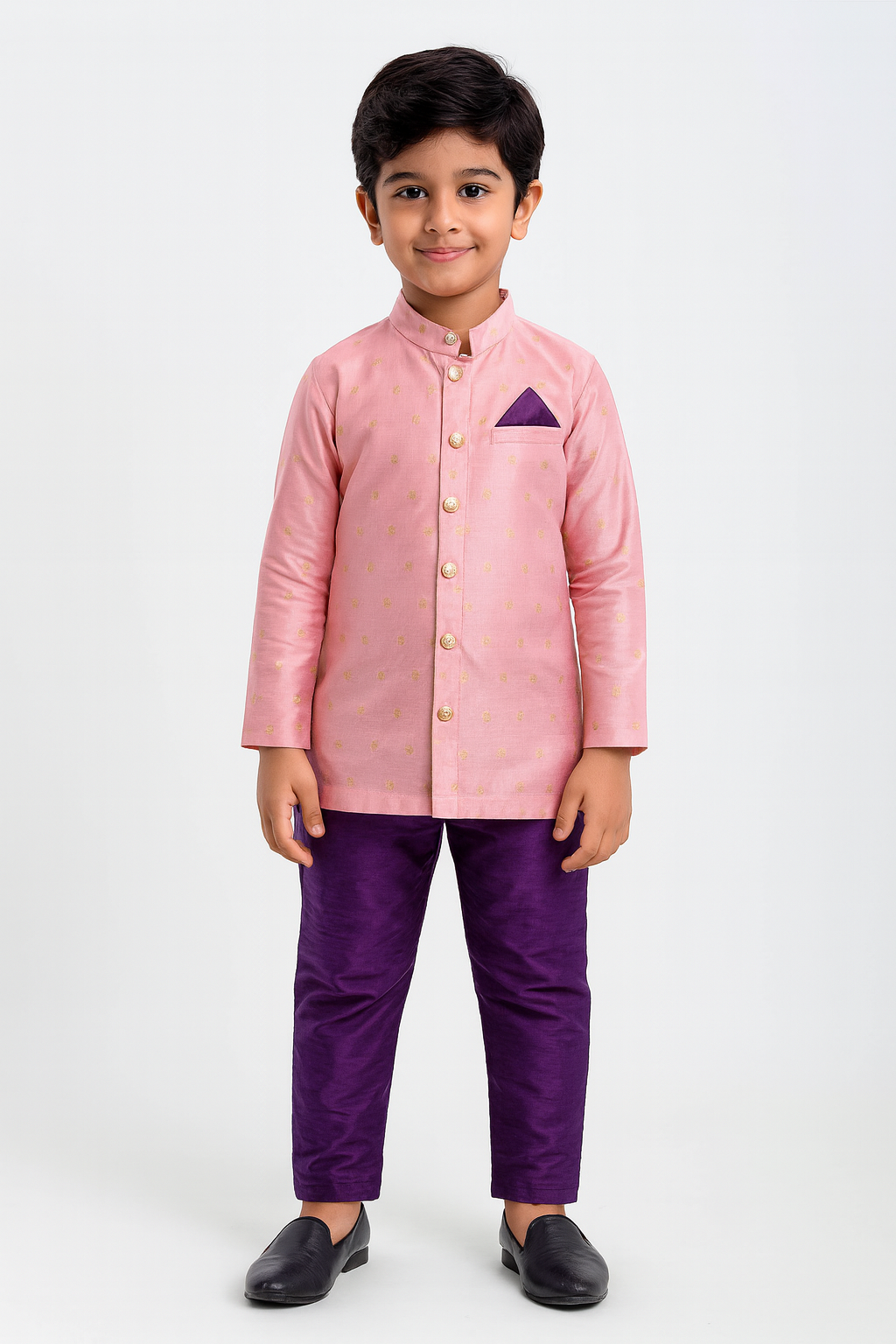 Boys Pink with Whine Kurta Pajama KP171