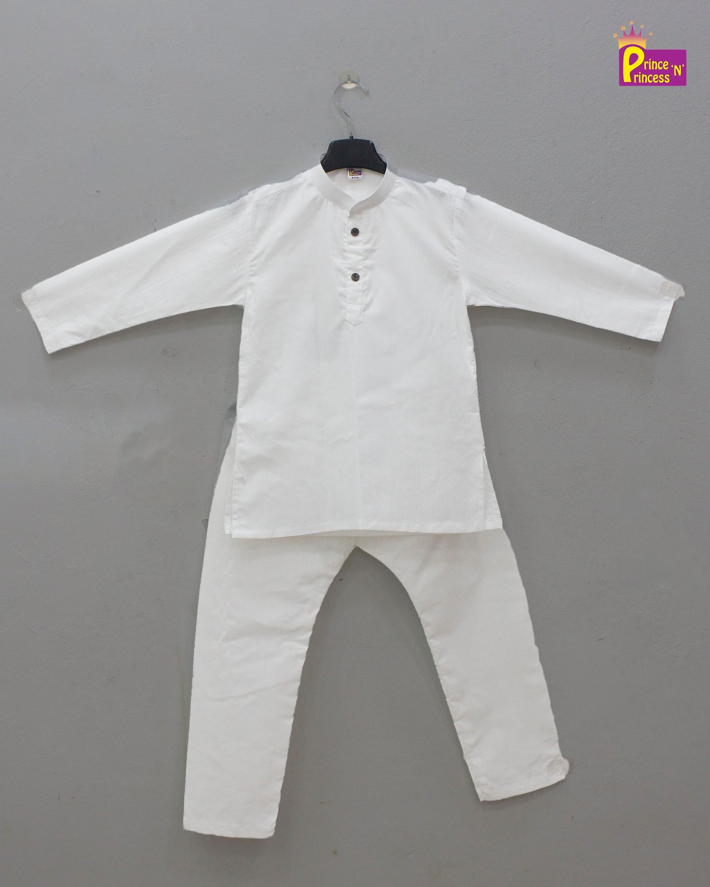 Boys White Cotton kurta Pajama KP173