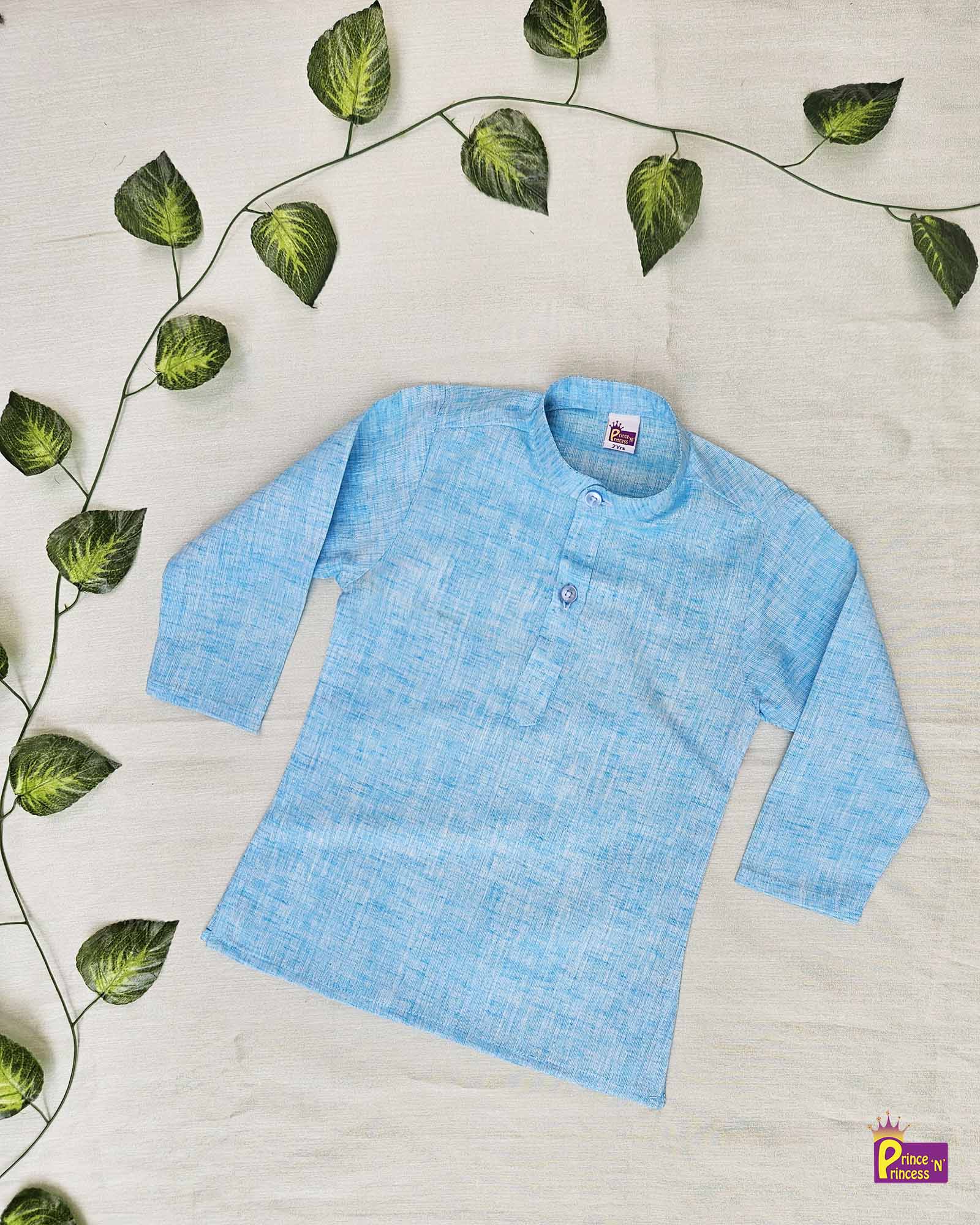 Boys Sky Blue Linen Cotton Kurta Pajama KP180