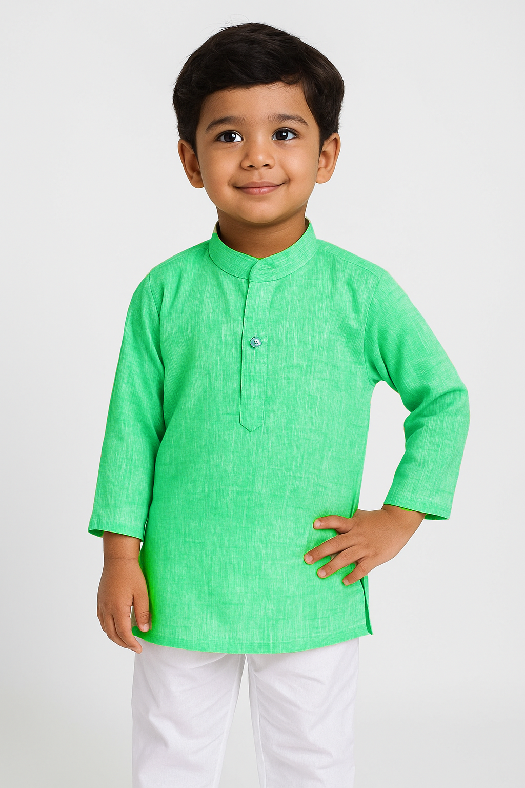 Boys Rama Green Linen Cotton Kurta Pajama KP188