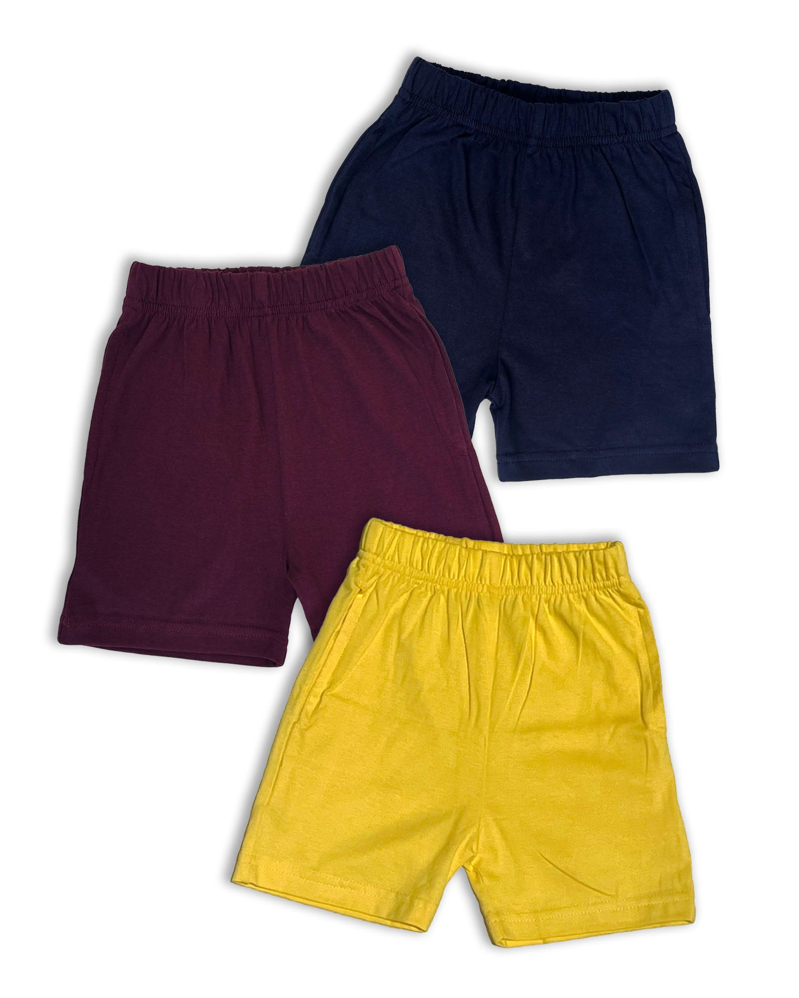 Plain Shorts Pack of 3 (Yellow,Wine & Dark Blue) KCS02