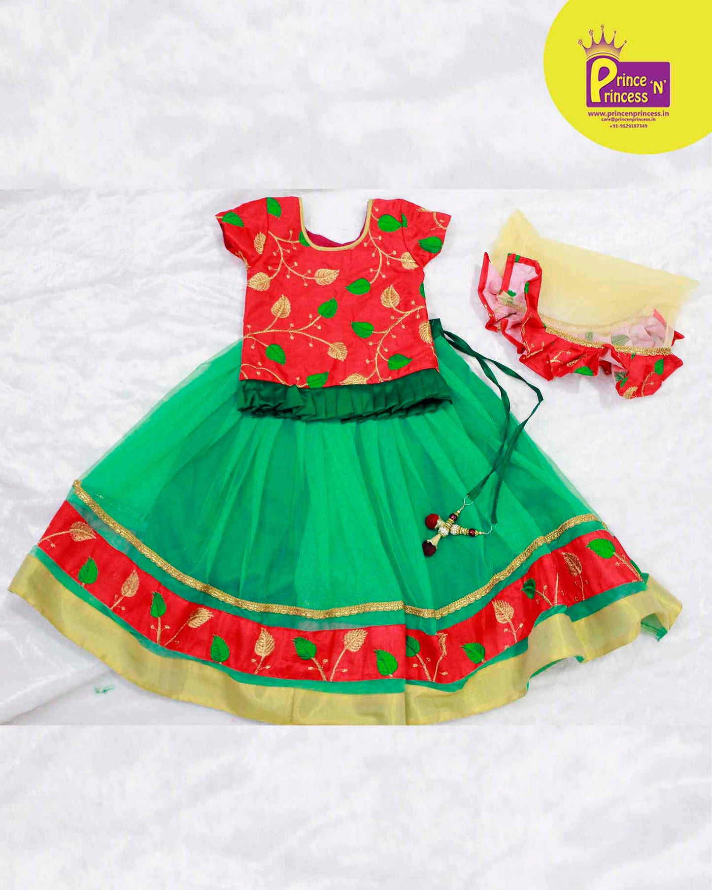 Green and Red Sequence Embroidery tops Lehenga Choli LC062