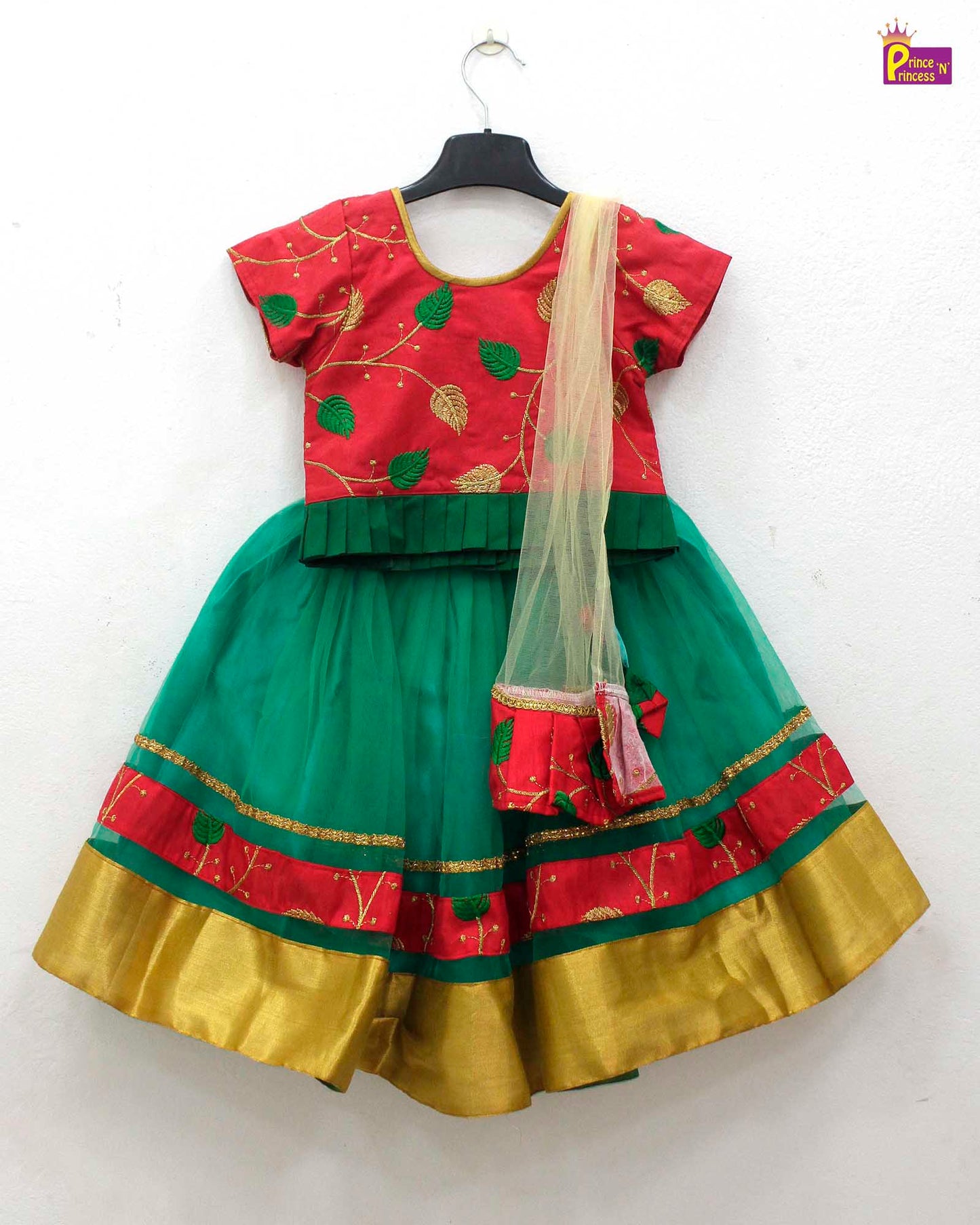 Green and Red Sequence Embroidery tops Lehenga Choli LC062