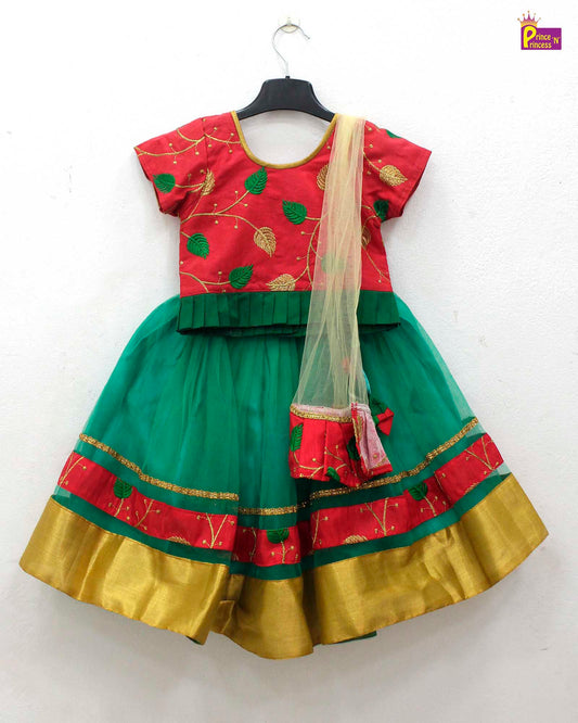 Green and Red Sequence Embroidery tops Lehenga Choli LC062