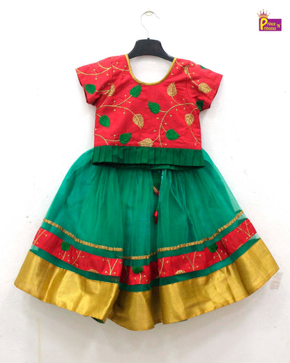 Green and Red Sequence Embroidery tops Lehenga Choli LC062