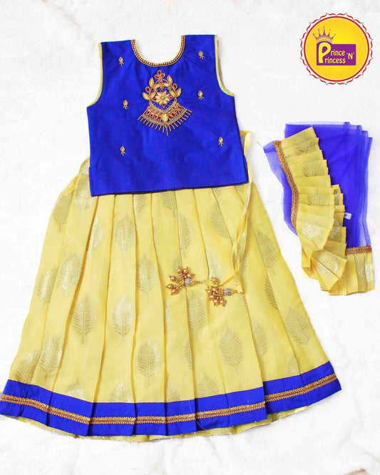 Kids Trending Halfwhite Blue Lehenga Choli LC073