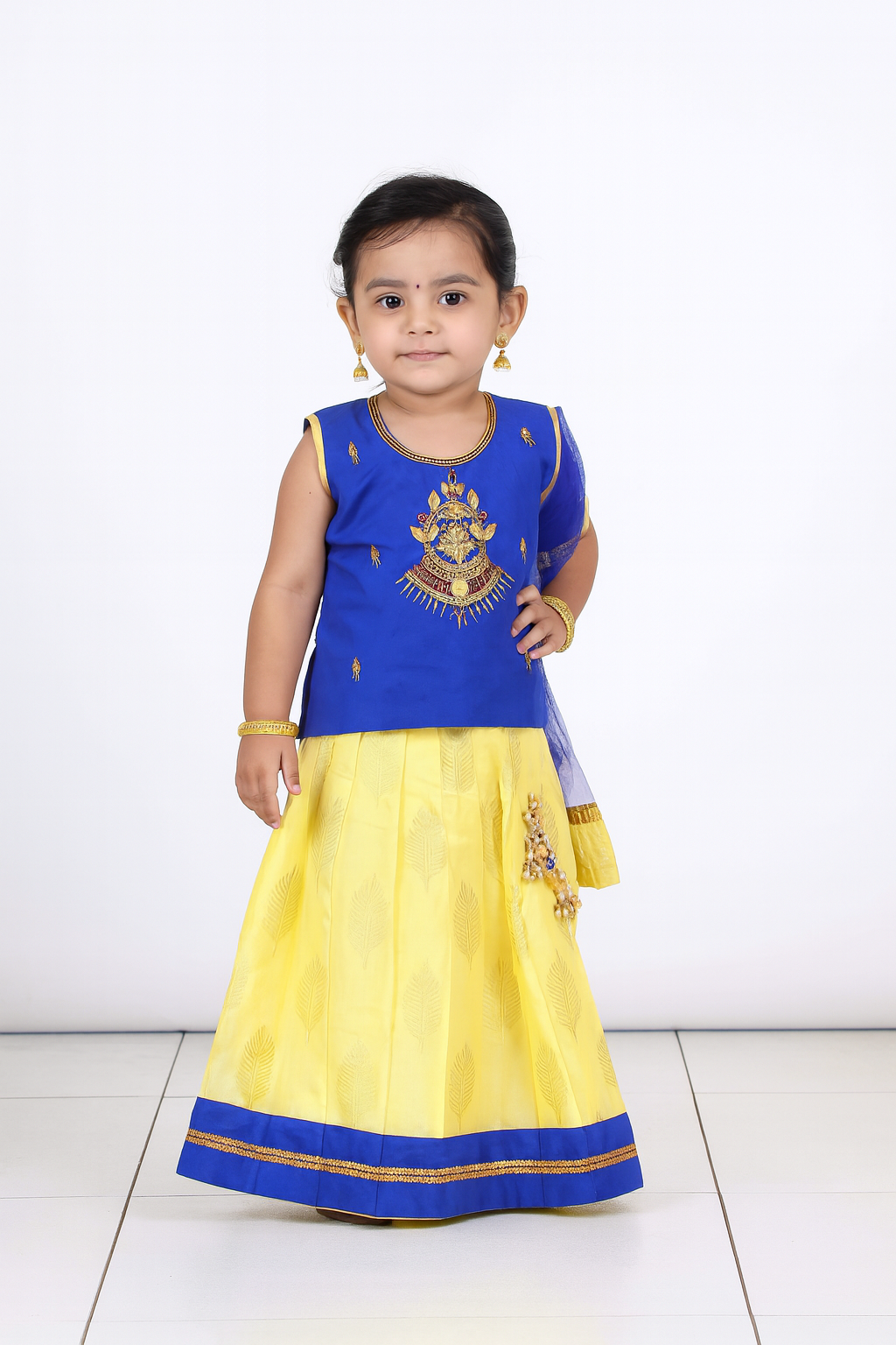 Kids Trending Halfwhite Blue Lehenga Choli LC073
