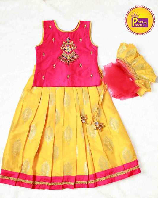 Kids Trending Yellow Pink Lehenga Choli LC075