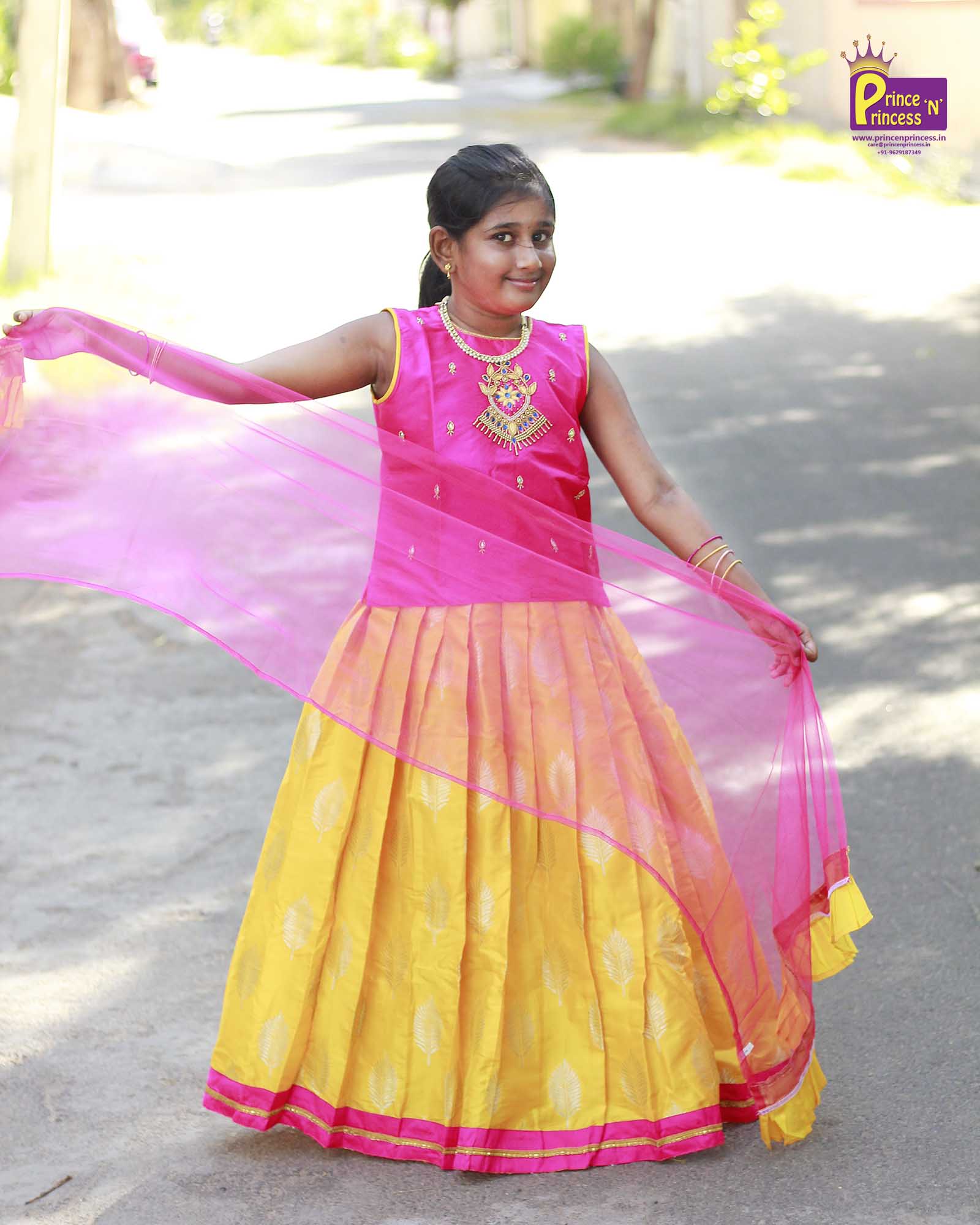 Kids Trending Yellow Pink Lehenga Choli LC075