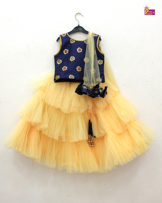 Kids Navy and Sandal Lehenga Choli LC078