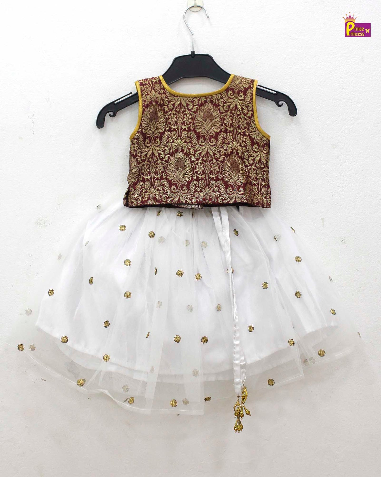 Kids Brown White Sequence Embroidery Lehenga Choli LC098