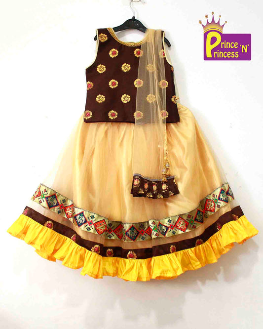 Kids Brown Sandal Lehenga Choli LC103