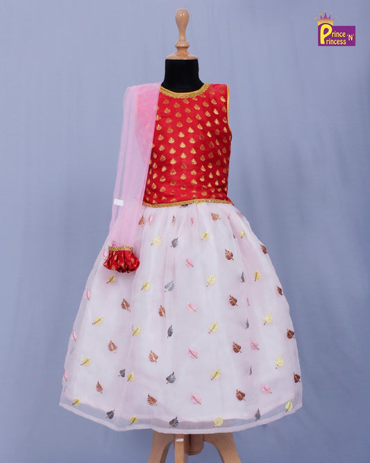 Kids Red White Lehenga Choli LC106