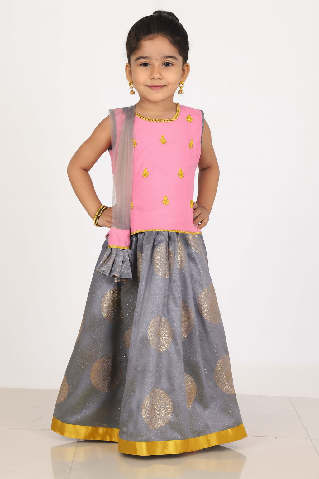 Kids Trending Grey Pink Lehenga Choli LC111