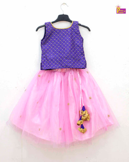 Kids Purple and pink  Embroidery net Lehenga Choli LC156