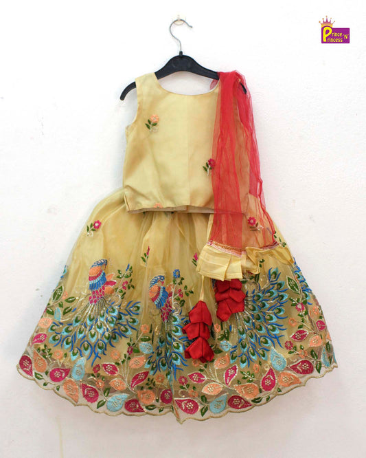 Kids Sandal  emproidery  Net ethnic Lehenga Choli LC182