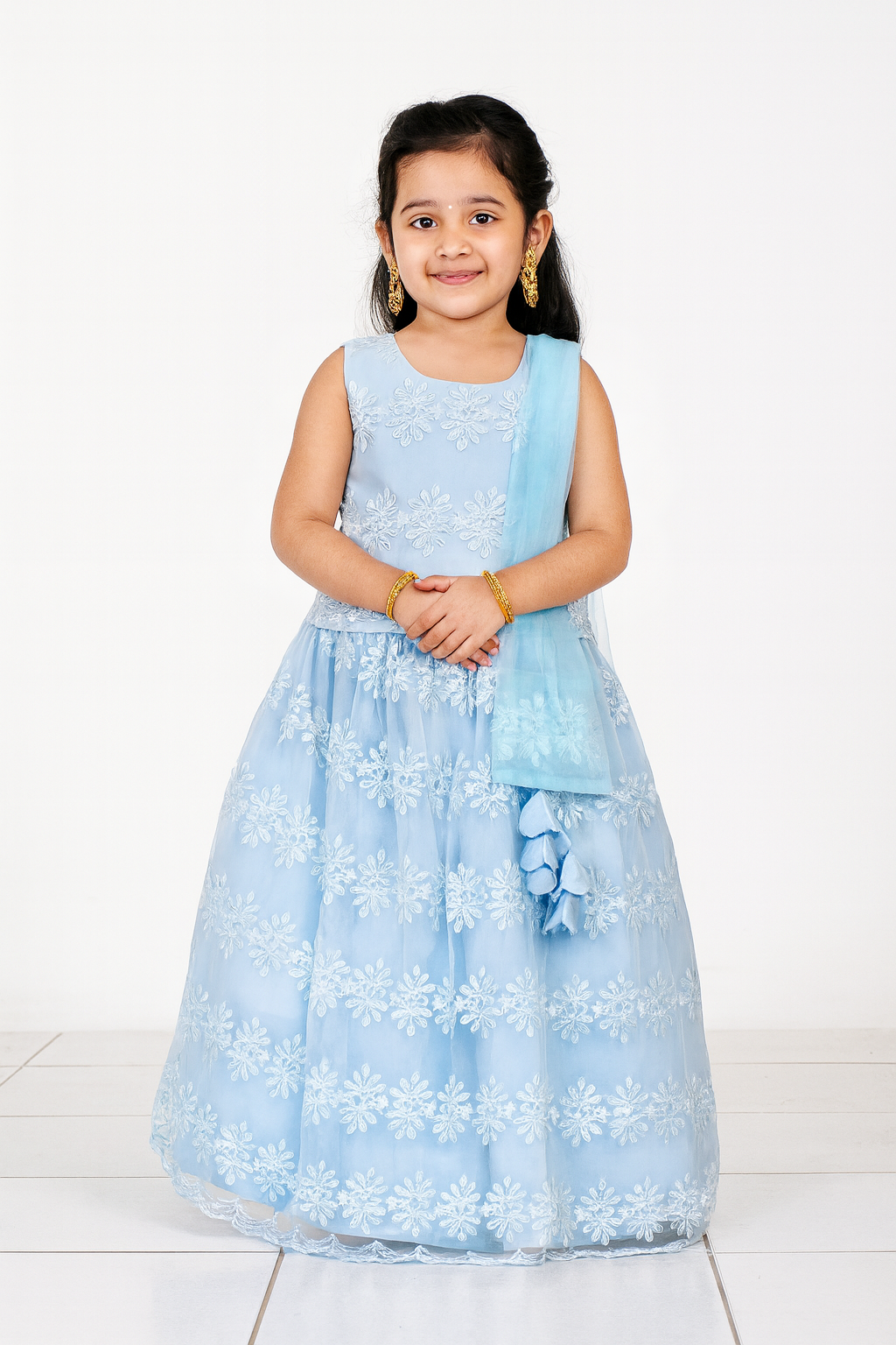 Kids Skyblue embroidery  ethnic Lehenga Choli LC196