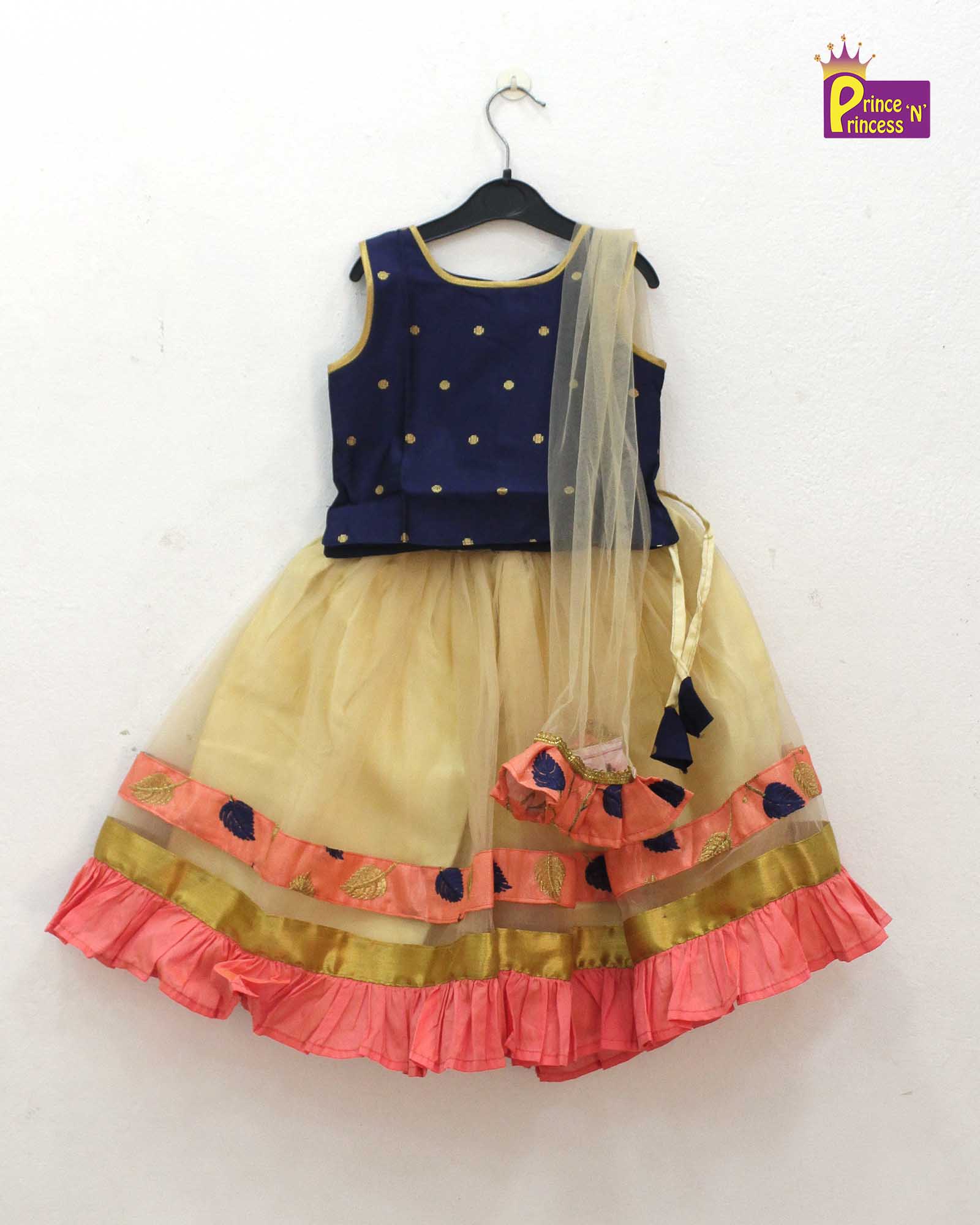Kids Navy sandal netted Lehenga Choli LC224