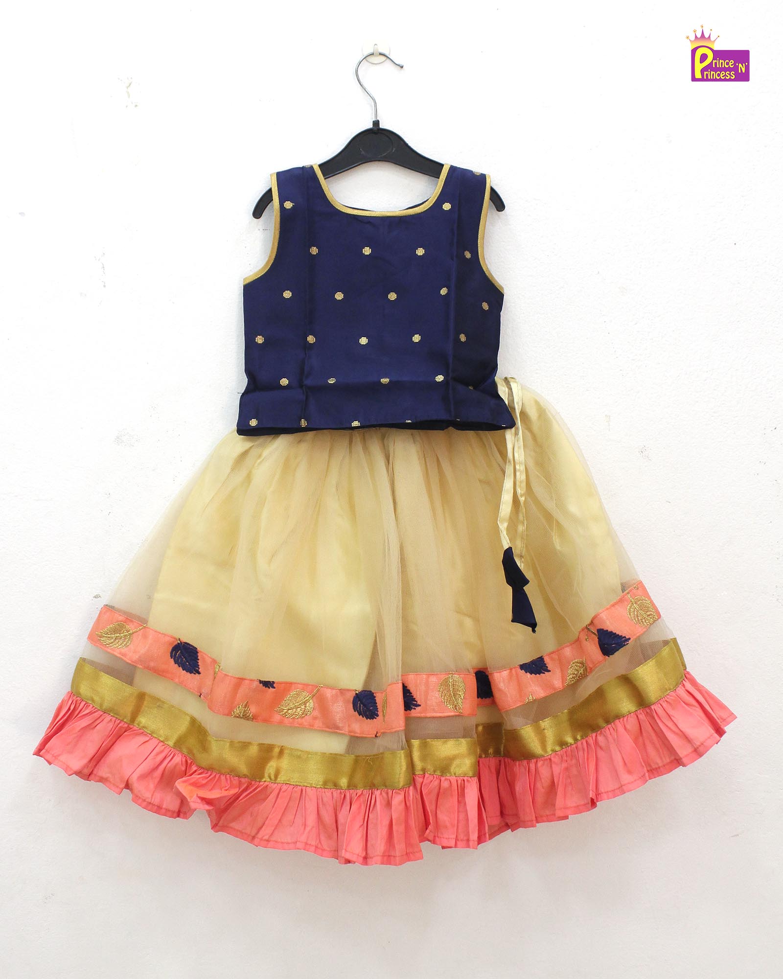 Kids Navy sandal netted Lehenga Choli LC224