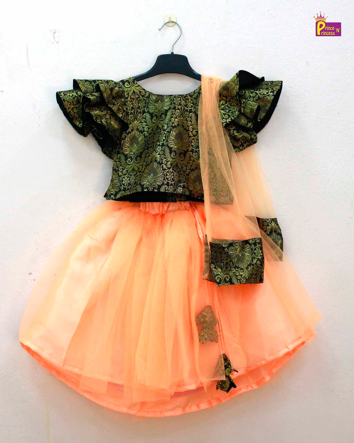 Kids Trending Peach Black  Lehenga Choli LC248