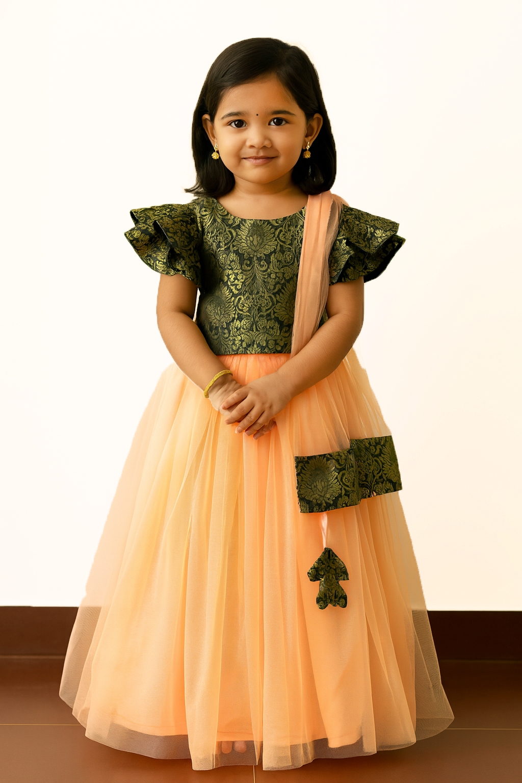 Kids Trending Peach Black  Lehenga Choli LC248