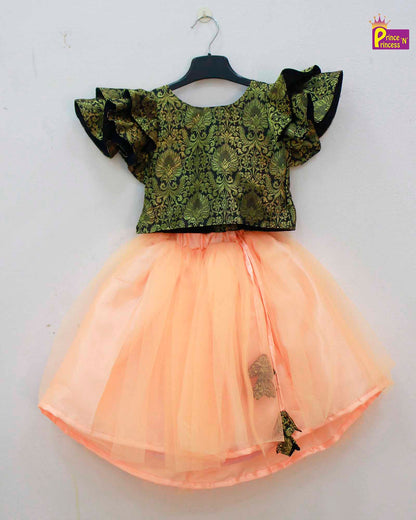 Kids Trending Peach Black  Lehenga Choli LC248