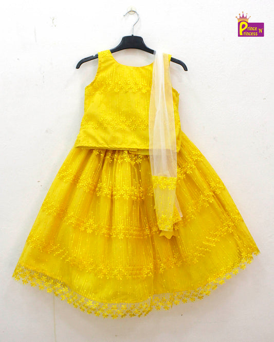 Kids Yellow embroidery  ethnic Lehenga Choli LC252