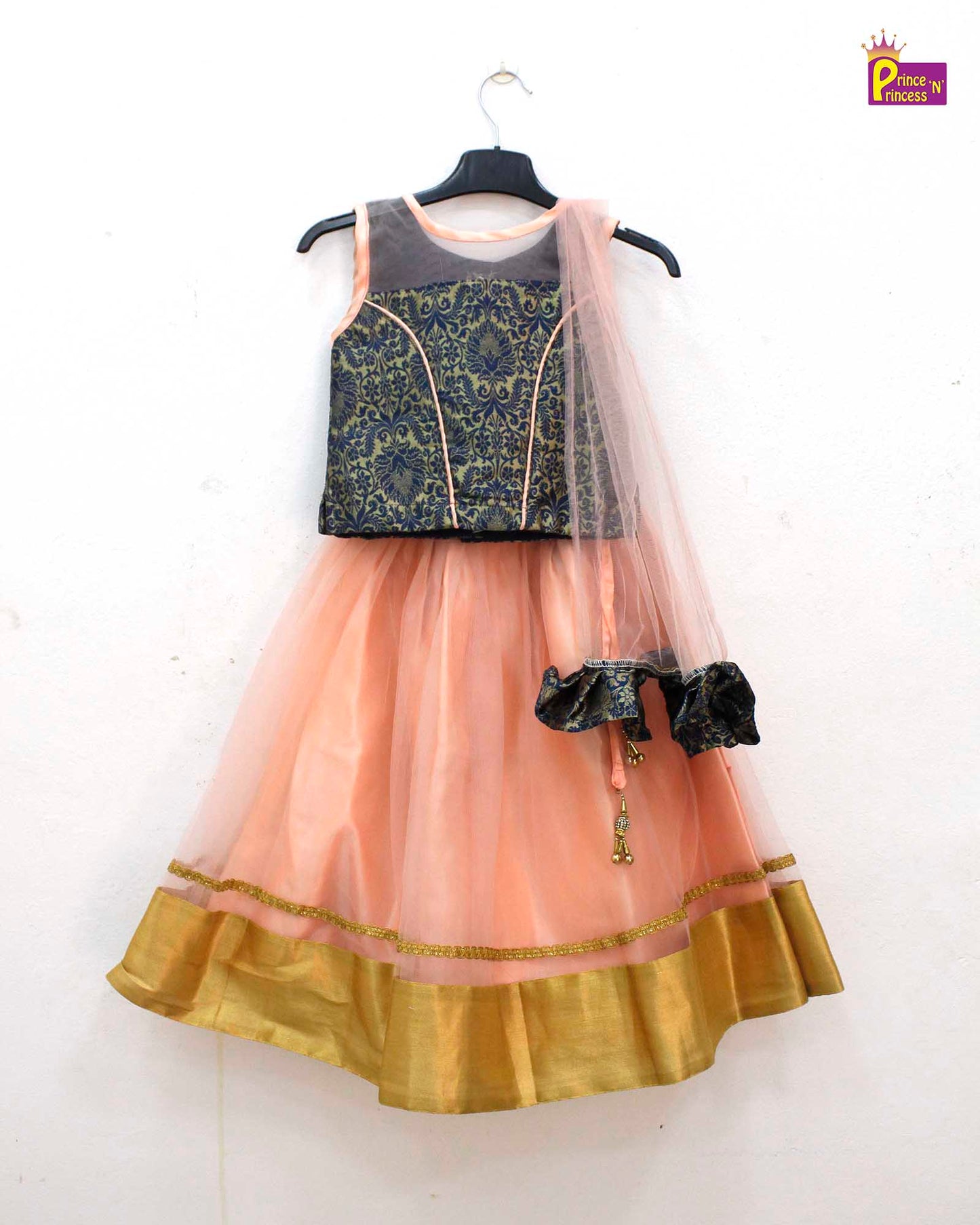 Kids Blue with peach net Lehenga Choli LC258