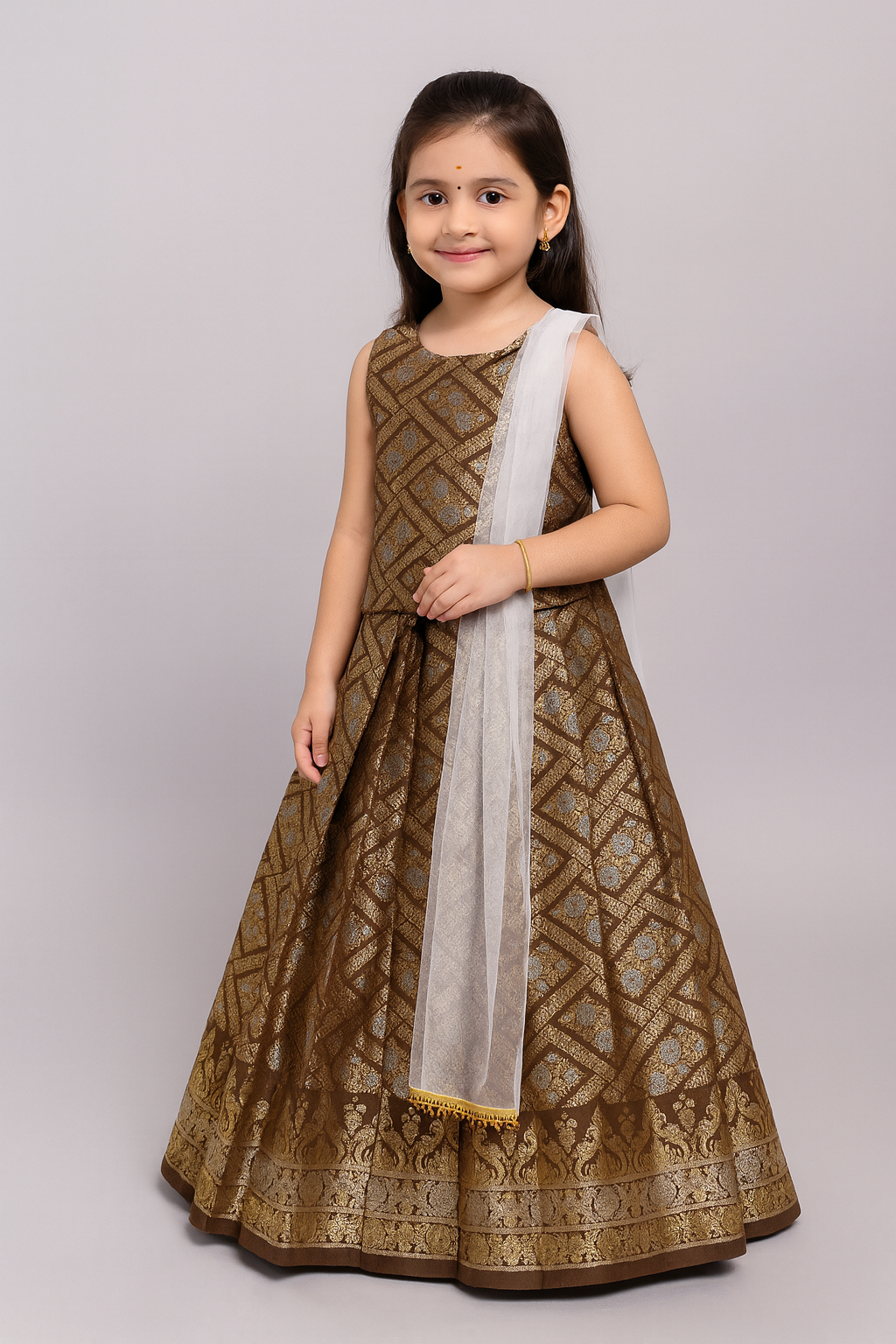 Kids Trending Coffee Brown Lehenga Choli LC281