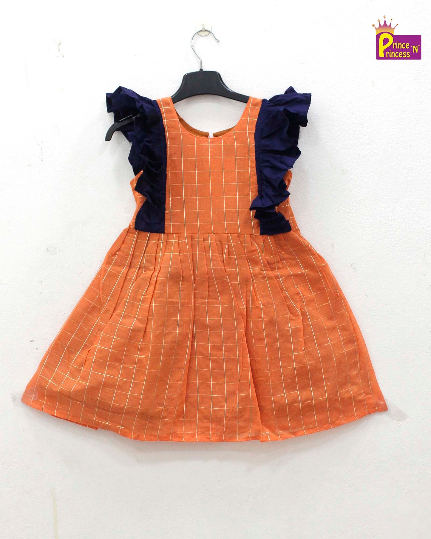 Kids Orange and Navy  Party Frock LDF214