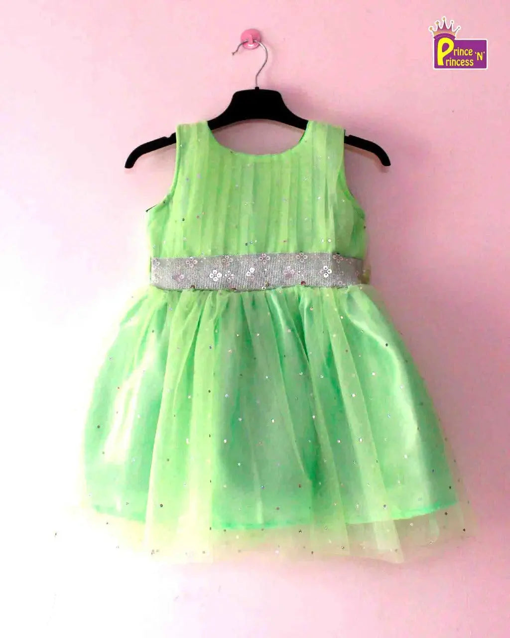 Kids Pista Green Netted Party Frock LDF224 Prince N Princess