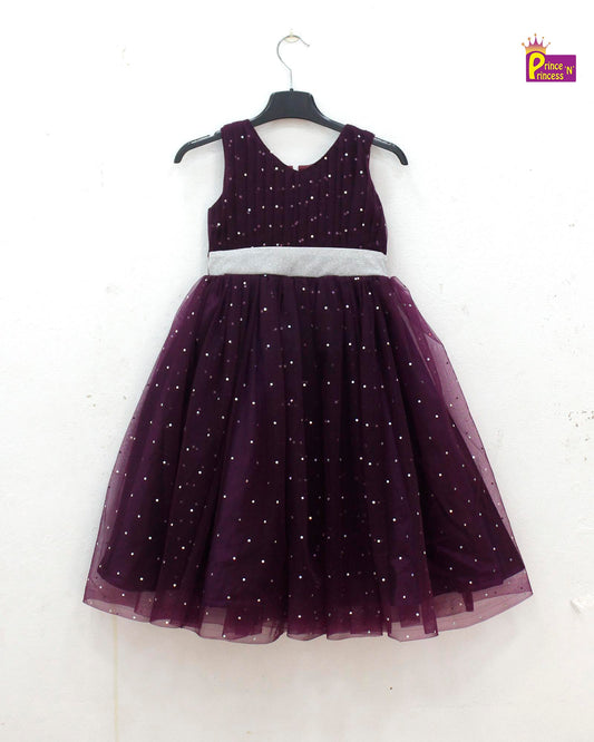 Kids Whine Netted Party Frock LDF275