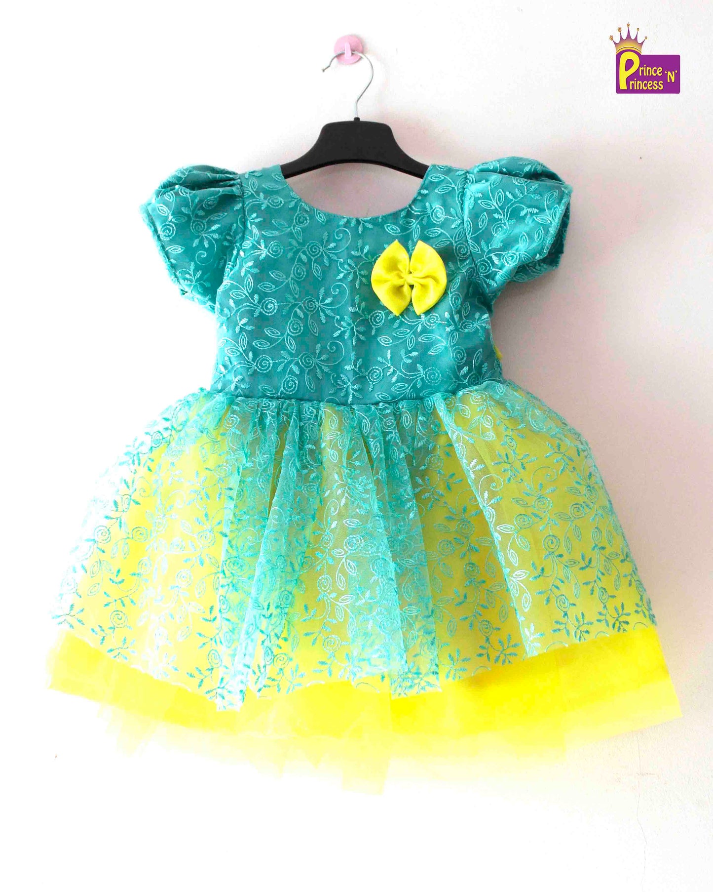 Toddlers Blue Yellow Party Frock LDF241