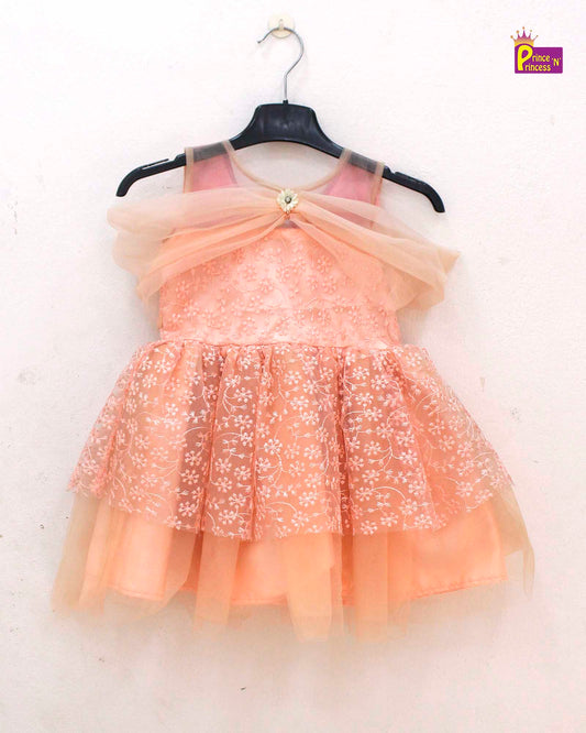 Kids Peach Party Frock LDF320