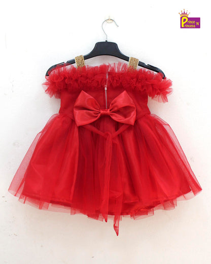 Red Kids Birthday Frock LDF363