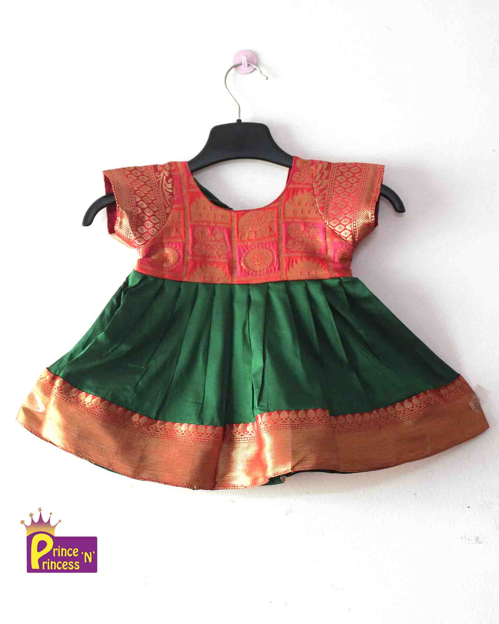 New Born Grand Green Red Lakshana Frock LF462 Prince N Princess