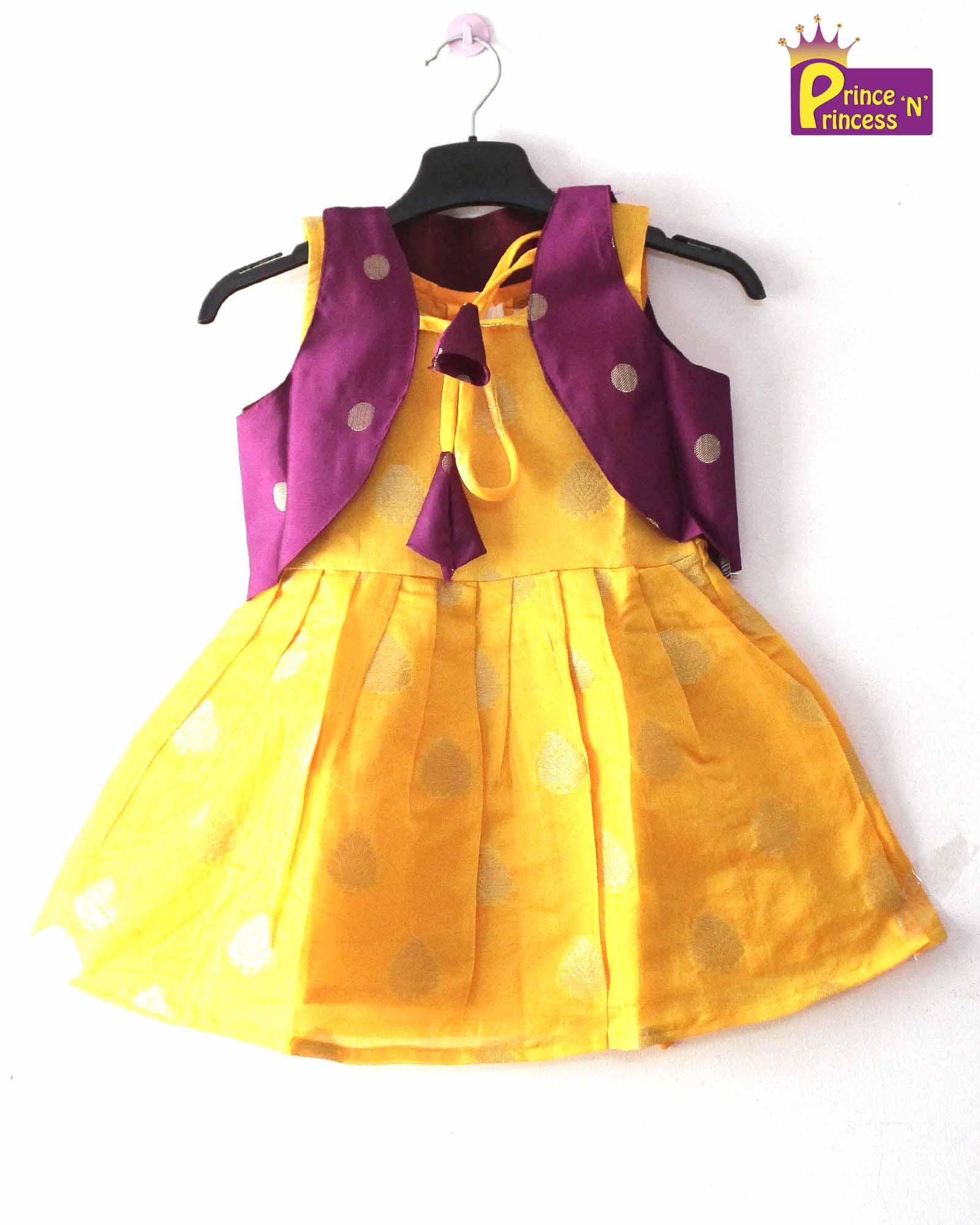 Toddlers Whine Yellow Raw Silk Coat Frock LF003