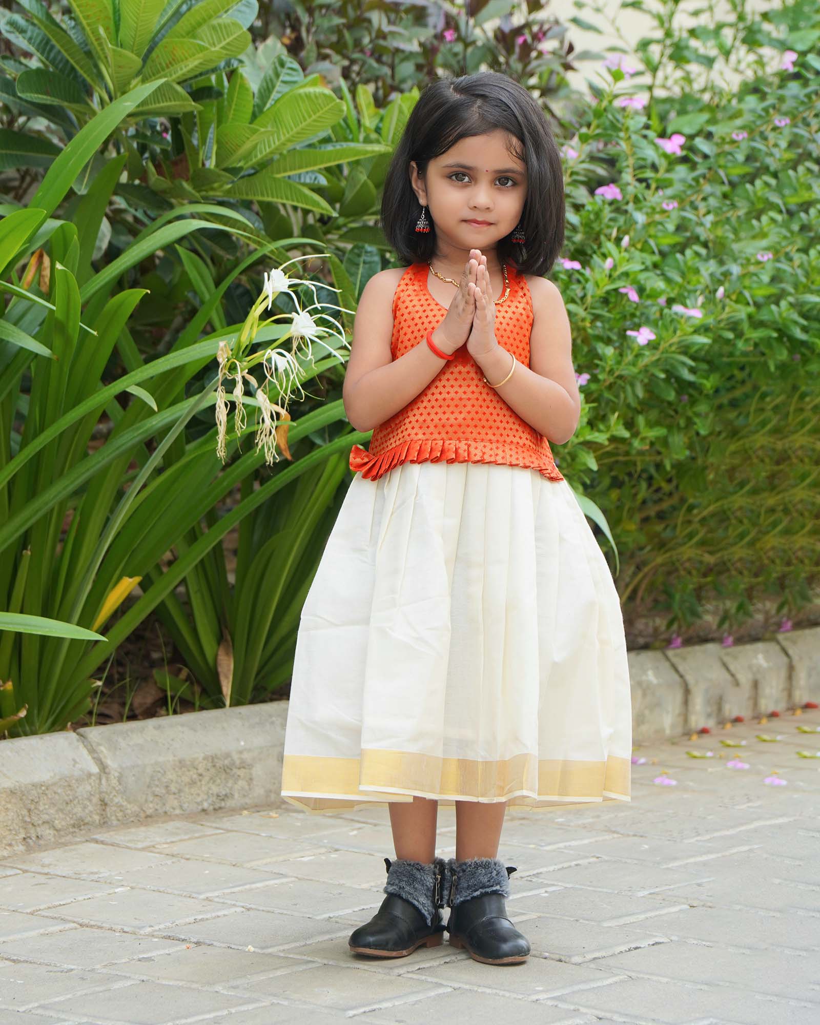 New born Halfwhite Onam Frock LF1344