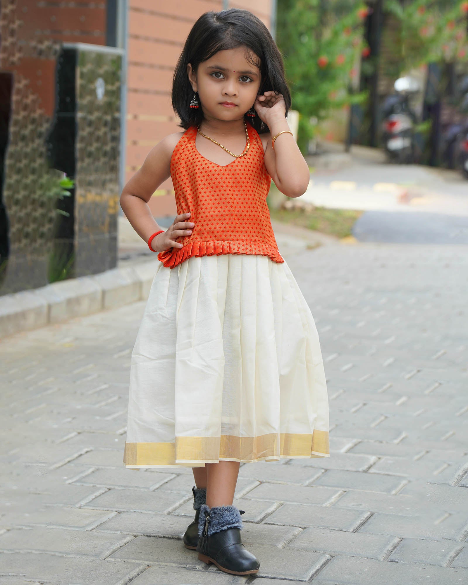 New born Halfwhite Onam Frock LF1344