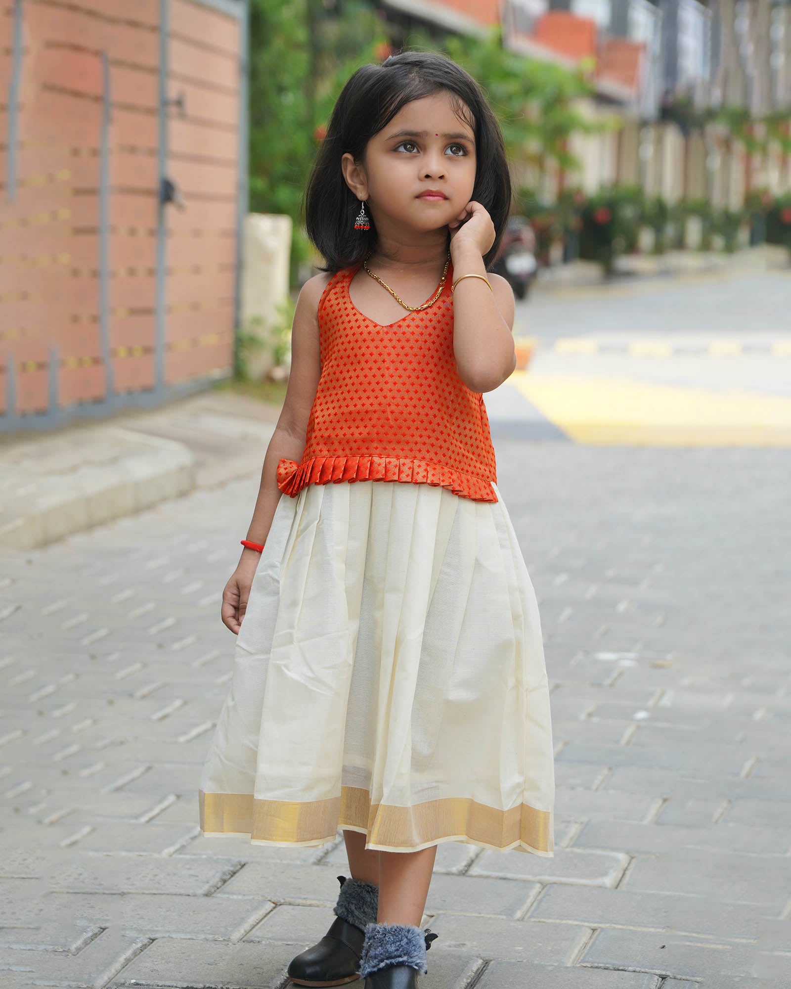 New born Halfwhite Onam Frock LF1344